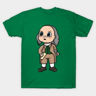 Chibi Benjamin Franklin - Large Design T-Shirt